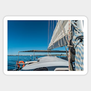 Sailing boat wide angle view in the sea Sticker